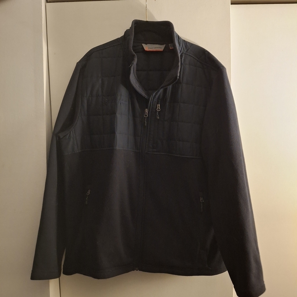 Free Country Men's Dark Blue Quilted Sweater Jacket